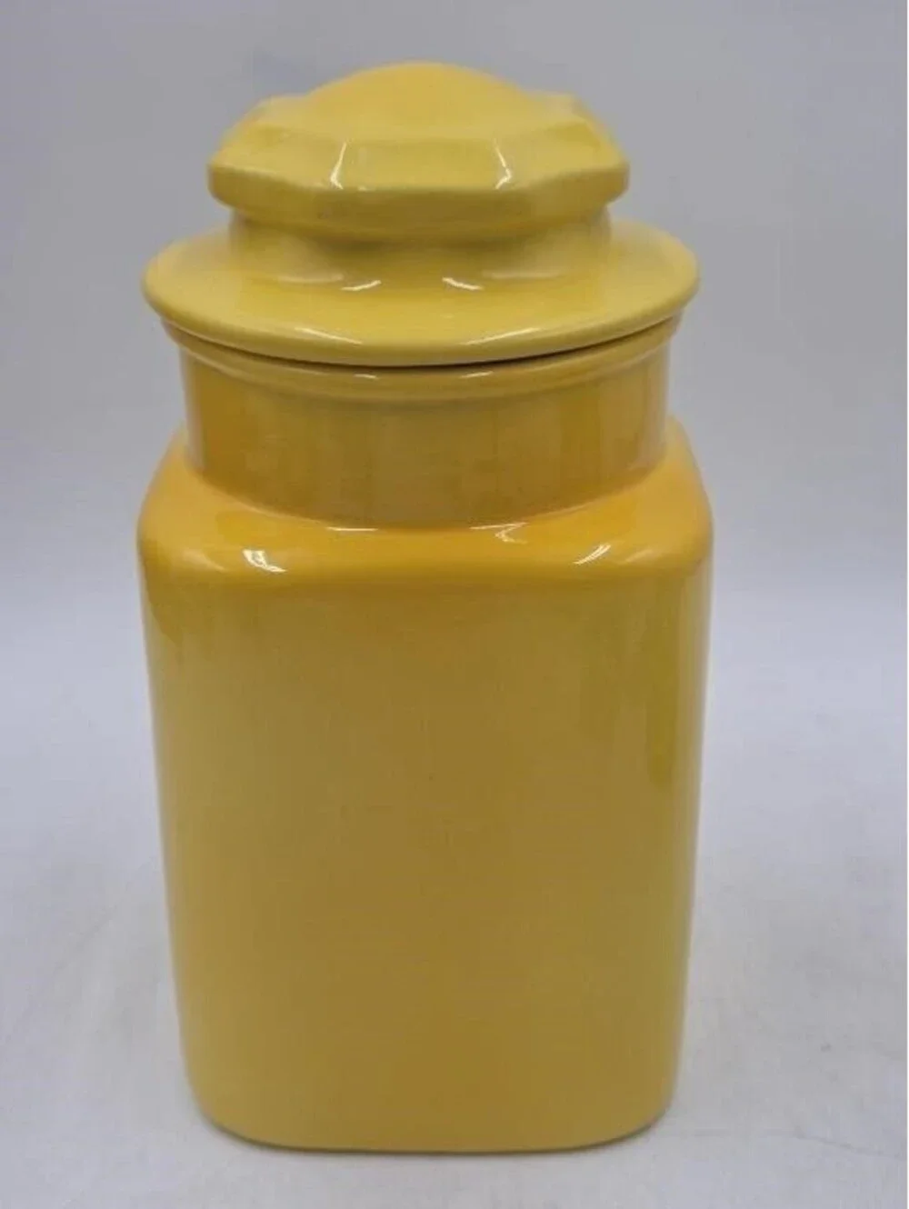 Vintage Metlox Poppytrail Yellow Canister Cookie Jar Geometric MCM California